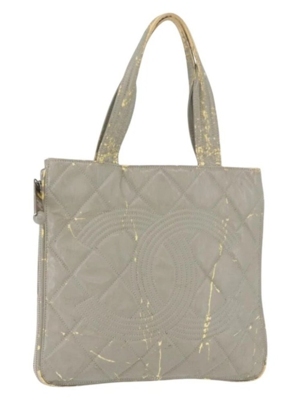 CHANEL Tote Bag Patent leather Gray CC Auth bs22950